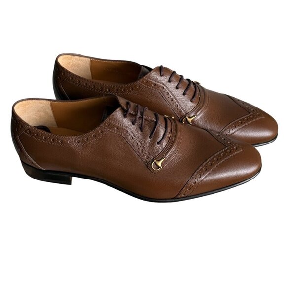 Gucci 745831 Men's Auroville Goat Brown Sugar Lace-up Loafer Shoe multiple sizes - Picture 9 of 13